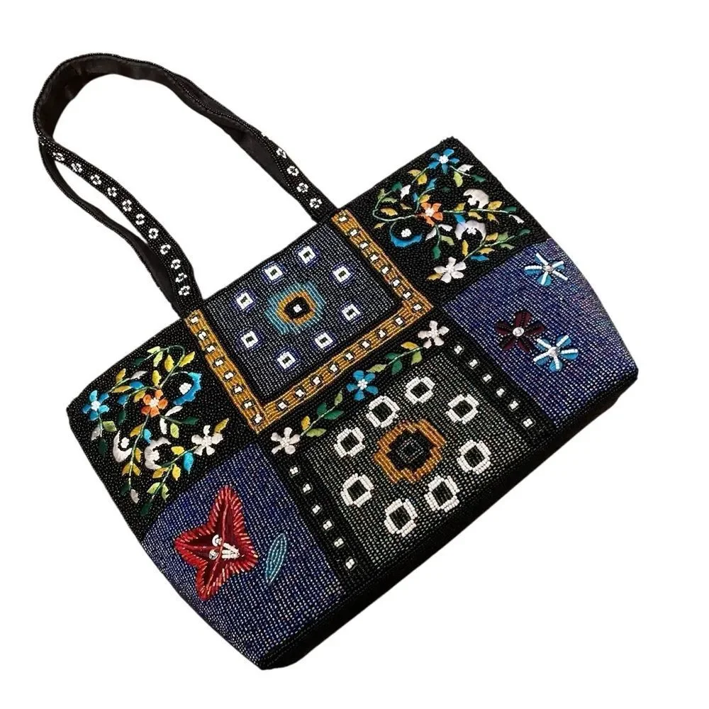 Vintage New Coast Sea Beaded Bag Patchwork Embroidered Boho Handbag